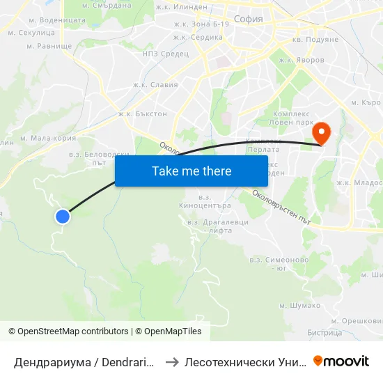 👋 Дендрариума / Dendrariuma (6568) to Лесотехнически Университет map