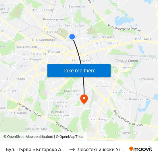 Бул. Първа Българска Армия (6382) to Лесотехнически Университет map