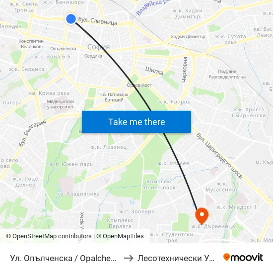 Ул. Опълченска / Opalchenska St. (2081) to Лесотехнически Университет map