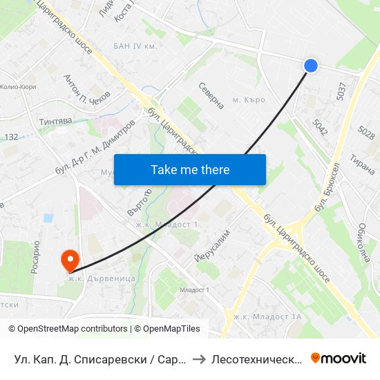 Ул. Кап. Д. Списаревски / Capt. S. Spisarevski St. (1980) to Лесотехнически Университет map