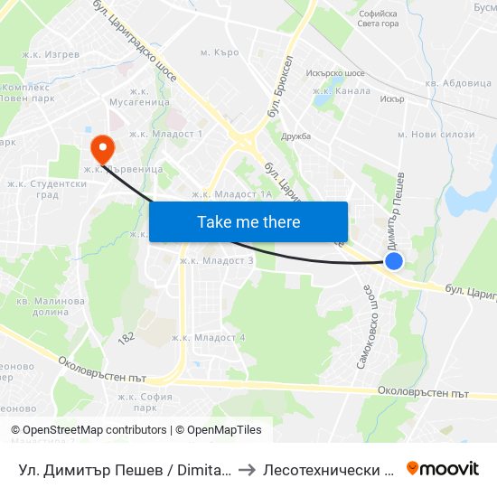Ул. Димитър Пешев / Dimitar Peshev St. (1930) to Лесотехнически Университет map