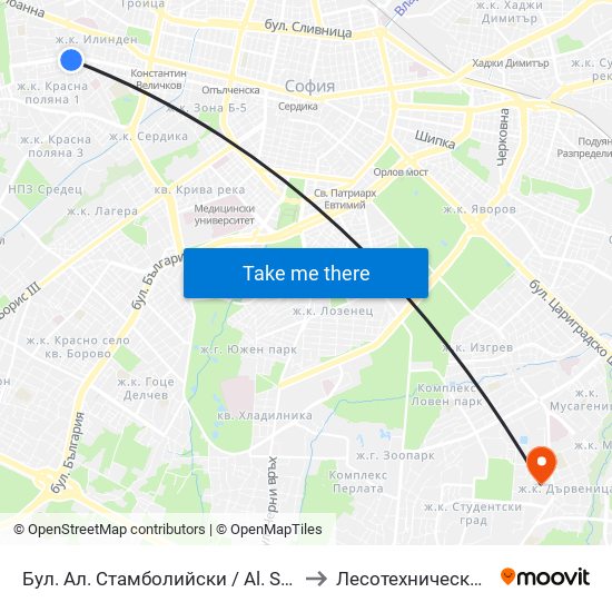 Бул. Ал. Стамболийски / Al. Stamboliyski Blvd. (0282) to Лесотехнически Университет map