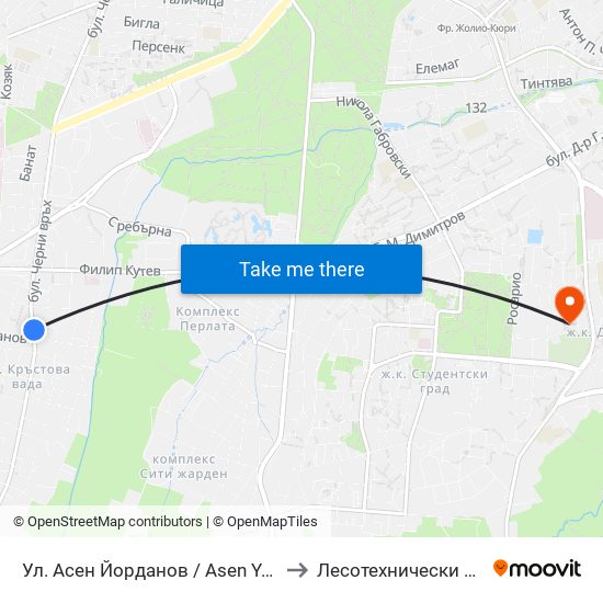 Ул. Асен Йорданов / Asen Yordanov St. (0783) to Лесотехнически Университет map