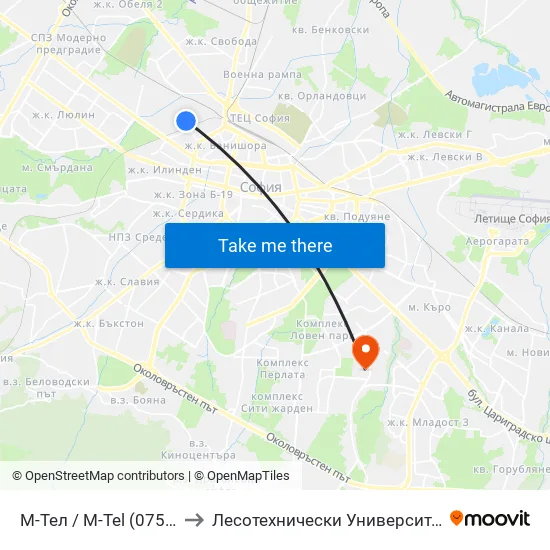 М-Тел / M-Tel (0752) to Лесотехнически Университет map