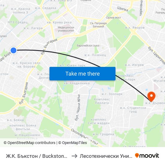 Ж.К. Бъкстон / Buckstone Qr. (0589) to Лесотехнически Университет map