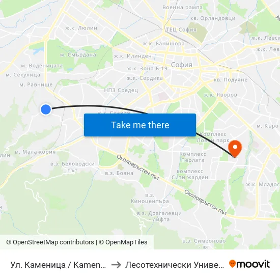 Ул. Каменица / Kamenitsa St. to Лесотехнически Университет map