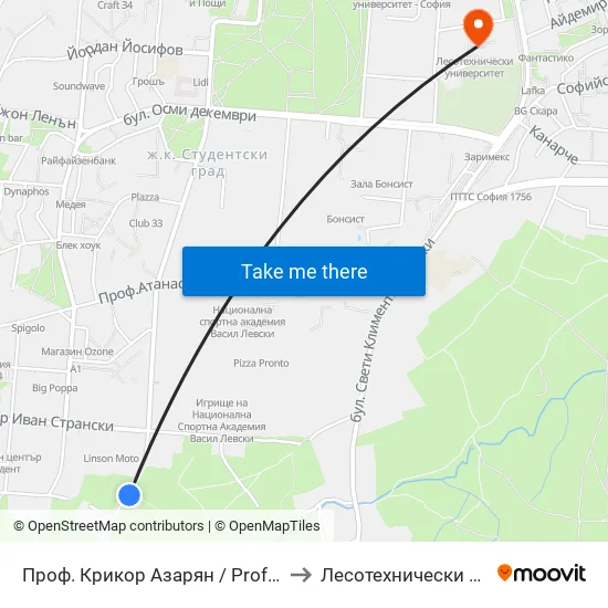 Бл. 64, Студенстки Град / Bl. 64, Students' Town (2875) to Лесотехнически Университет map