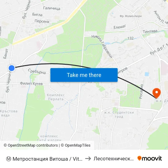 Ⓜ️ Метростанция Витоша / Vitosha Metro Station (0911) to Лесотехнически Университет map