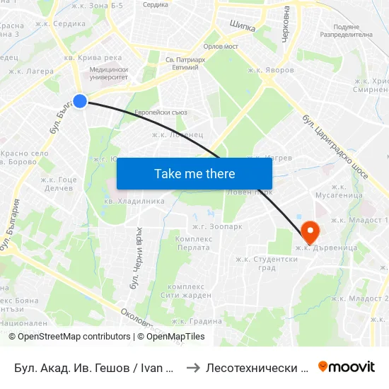 Ⓜ️ Бул. Акад. Ив. Гешов / Ivan Geshov Blvd. (2805) to Лесотехнически Университет map