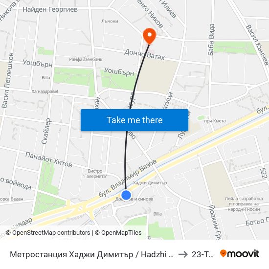 Метростанция Хаджи Димитър / Hadzhi Dimitar Metro Station (0303) to 23-Ти Дкц map