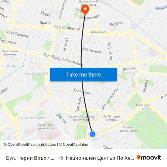 Бул. Черни Връх / Cherni Vrah Blvd. (0401) to Национален Център По Хематология И Трансфузиология map