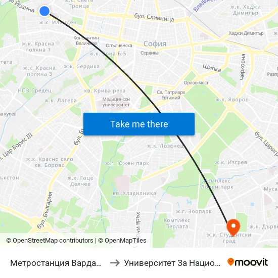 Ⓜ️ Метростанция Вардар / Vardar Metro Station (1044) to Университет За Национално И Световно Стопанство map