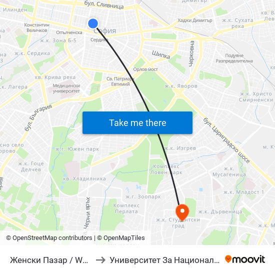 Женски Пазар / Women’S Market (0378) to Университет За Национално И Световно Стопанство map