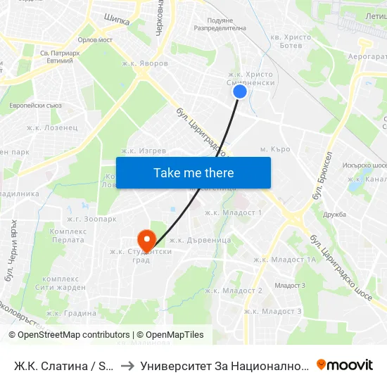 Ж.К. Слатина / Slatina Qr. (0687) to Университет За Национално И Световно Стопанство map