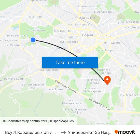 Всу Л.Каравелов / Univ. Of Str. Engineering And Architecture (0416) to Университет За Национално И Световно Стопанство map