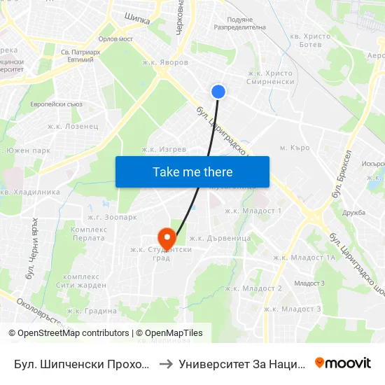 Бул. Шипченски Проход / Shipchenski Prohod Blvd. (0402) to Университет За Национално И Световно Стопанство map
