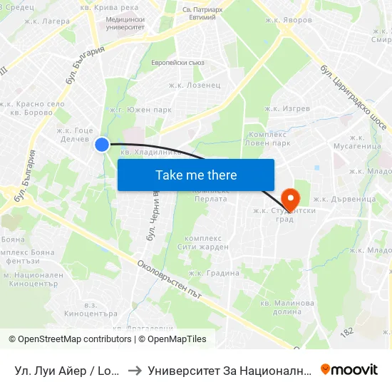 Ул. Луи Айер / Louis Eyer St. (2033) to Университет За Национално И Световно Стопанство map