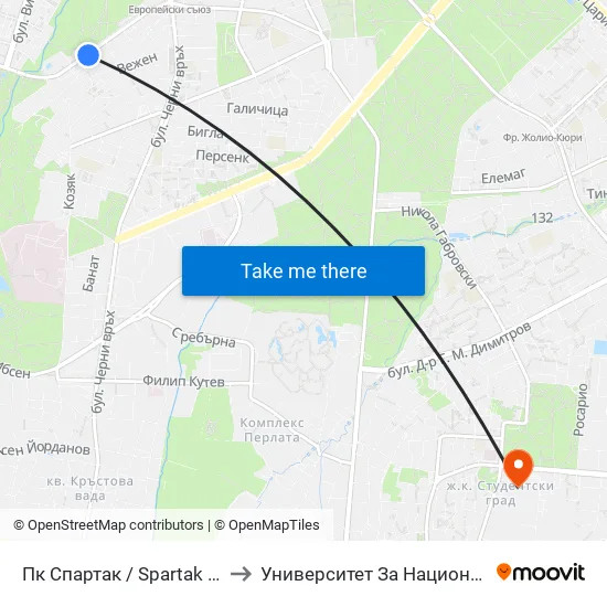 🏊🏻 Пк Спартак / Spartak Swimming Complex (1345) to Университет За Национално И Световно Стопанство map