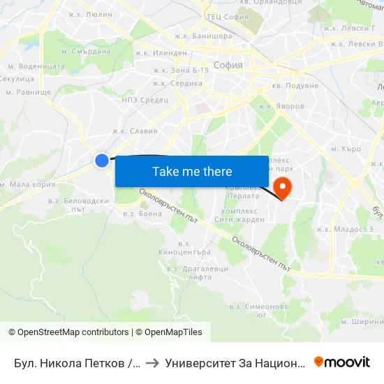Бул. Никола Петков / Nikola Petkov Blvd. (0348) to Университет За Национално И Световно Стопанство map