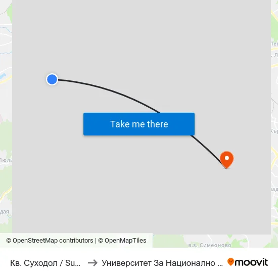 Кв. Суходол / Suhodol Qr.  (1173) to Университет За Национално И Световно Стопанство map