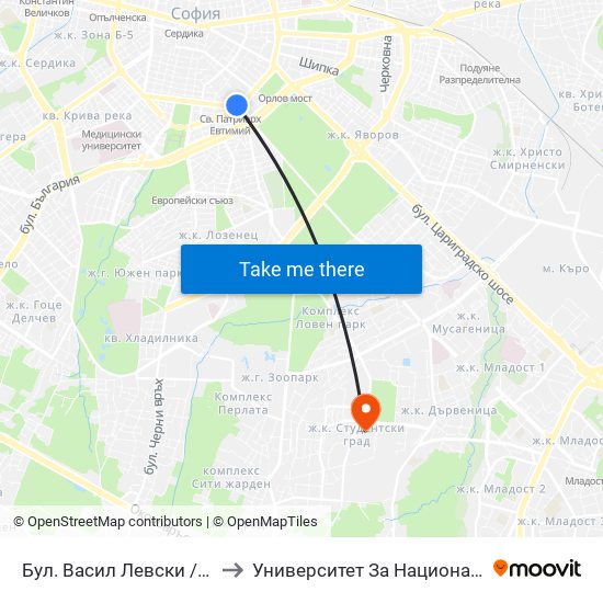 Бул. Васил Левски / Vasil Levski Blvd. (0299) to Университет За Национално И Световно Стопанство map