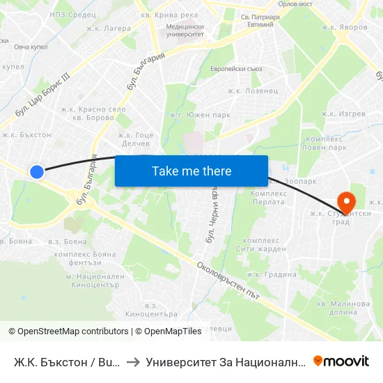 Ж.К. Бъкстон / Buckstone Qr. (0586) to Университет За Национално И Световно Стопанство map