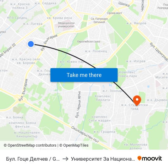 Бул. Гоце Делчев / Gotse Delchev Blvd. (0311) to Университет За Национално И Световно Стопанство map
