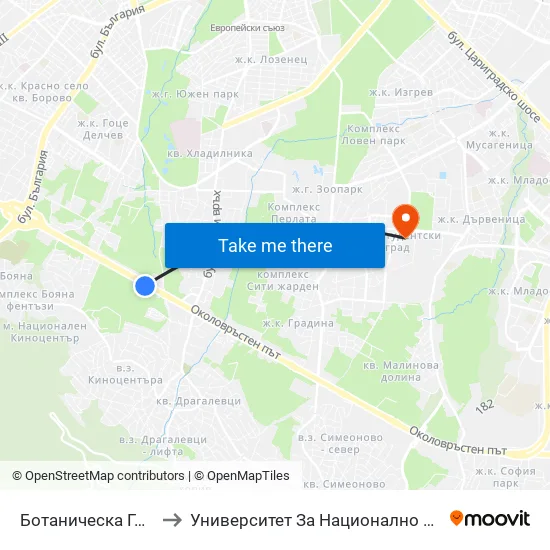 🌵 Ботаническа Градина / Botanical Garden (2685) to Университет За Национално И Световно Стопанство map