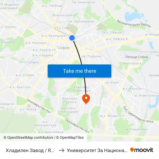 Хладилен Завод / Refrigerator Factory (2312) to Университет За Национално И Световно Стопанство map