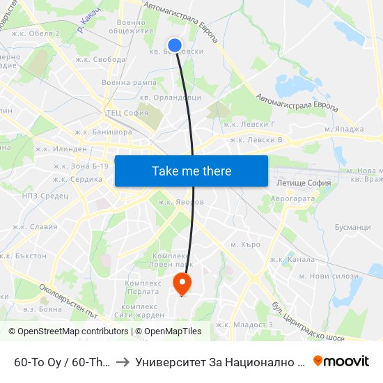 60-То Оу / 60-Th School (0040) to Университет За Национално И Световно Стопанство map