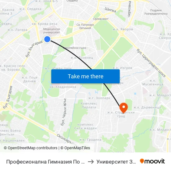 Професионална Гимназия По Дизайн Елисавета Вазова / Elisaveta Vazova High School Of Design (1739) to Университет За Национално И Световно Стопанство map