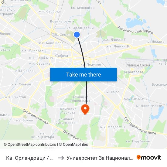 Кв. Орландовци / Orlandovtsi Qr. (0887) to Университет За Национално И Световно Стопанство map