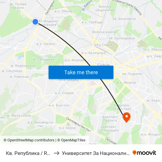 Кв. Република / Republika Qr. (0896) to Университет За Национално И Световно Стопанство map