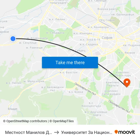 Местност Манилов Дол / Manilov Dol Area (0918) to Университет За Национално И Световно Стопанство map