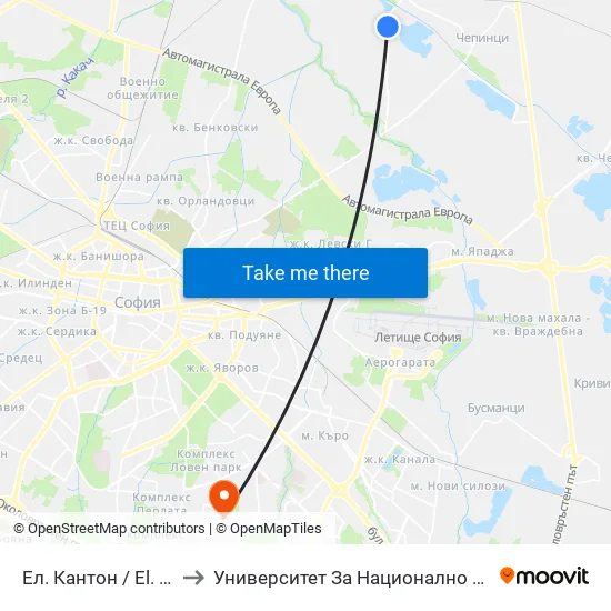 Ел. Кантон / El. Canton (0560) to Университет За Национално И Световно Стопанство map