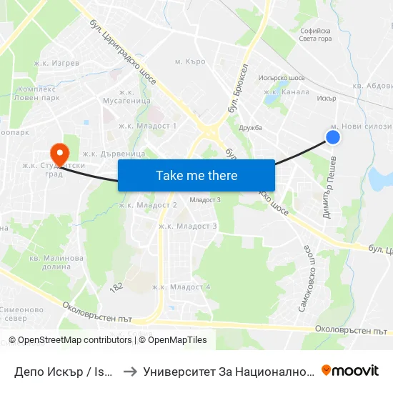 Депо Искър / Iskar Depot (0518) to Университет За Национално И Световно Стопанство map