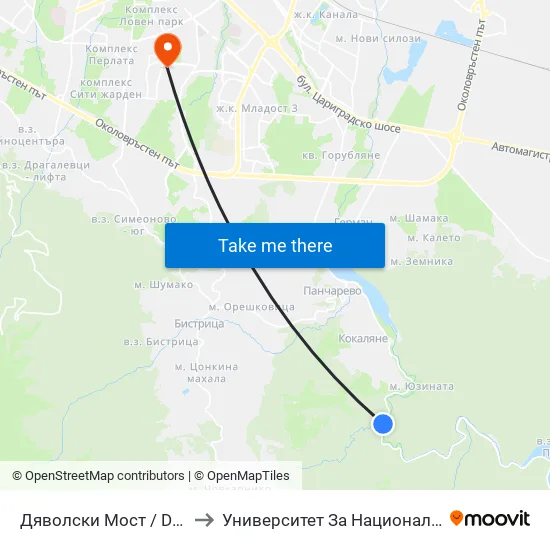 Дяволски Мост / Dyavolski Bridge (0557) to Университет За Национално И Световно Стопанство map