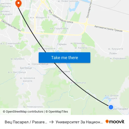 Вец Пасарел / Pasarel Hydroelectric Plant (0421) to Университет За Национално И Световно Стопанство map