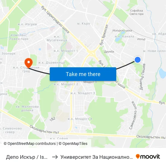 Депо Искър / Iskar Depot (0516) to Университет За Национално И Световно Стопанство map