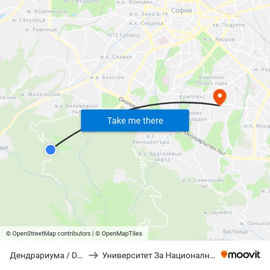 Дендрариума / Dendrariuma (6568) to Университет За Национално И Световно Стопанство map