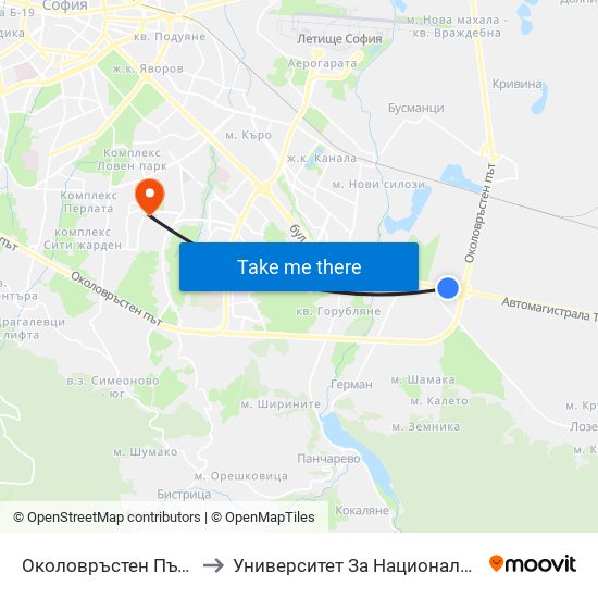 Околовръстен Път / Ring Road (1184) to Университет За Национално И Световно Стопанство map