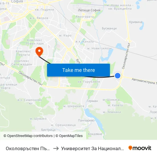 Околовръстен Път / Ring Road (1184) to Университет За Национално И Световно Стопанство map