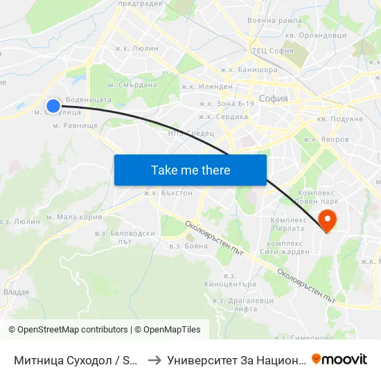 Митница Суходол / Suhodol Custom-House (1071) to Университет За Национално И Световно Стопанство map