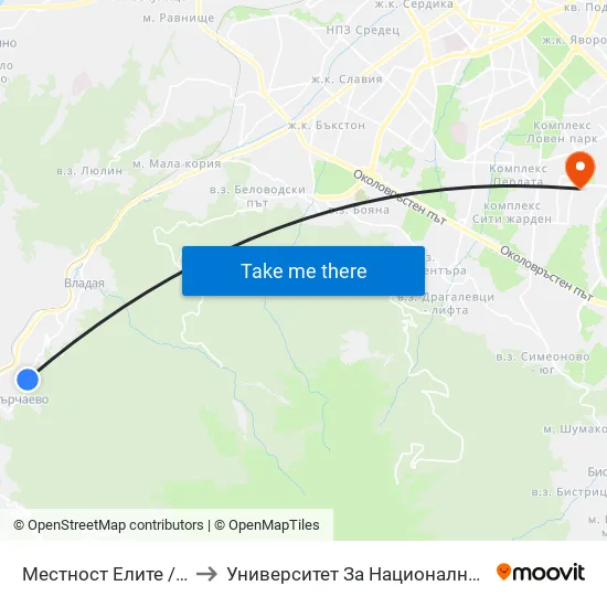Местност Елите / Elite Area (0572) to Университет За Национално И Световно Стопанство map