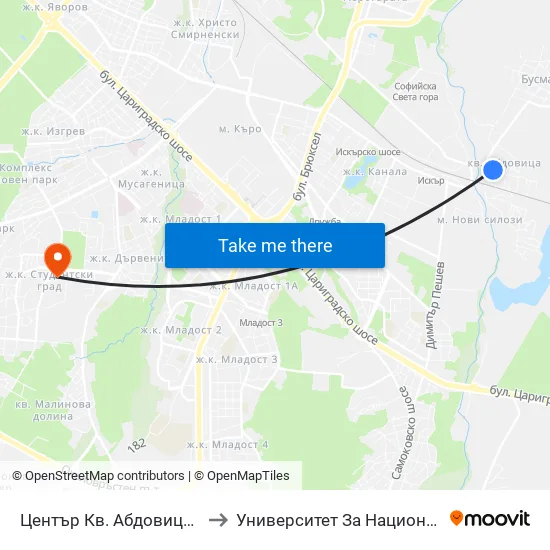 Център Кв. Абдовица / Abdovitsa Centre (2339) to Университет За Национално И Световно Стопанство map
