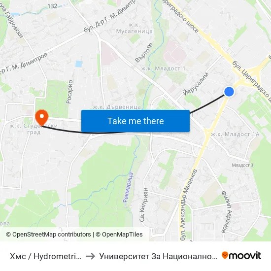 Хмс / Hydrometric Station (2318) to Университет За Национално И Световно Стопанство map