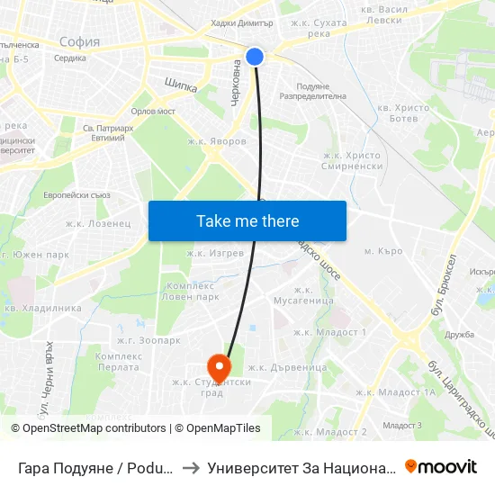 Гара Подуяне / Poduyane Train Station (0472) to Университет За Национално И Световно Стопанство map