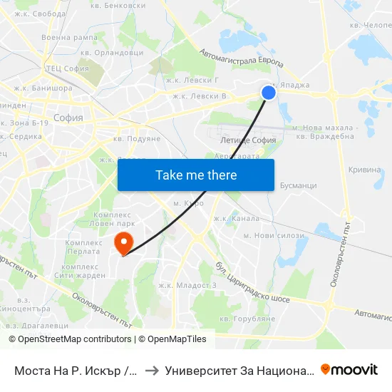 Моста На Р. Искър / Iskar River Bridge (1097) to Университет За Национално И Световно Стопанство map