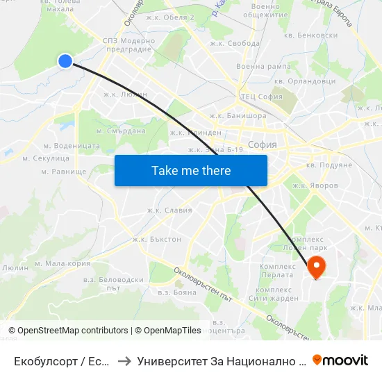 👋 Екобулсорт / Ecobulsort (2521) to Университет За Национално И Световно Стопанство map