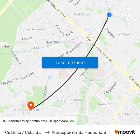 Ск Цска / Cska Sports Club (1151) to Университет За Национално И Световно Стопанство map